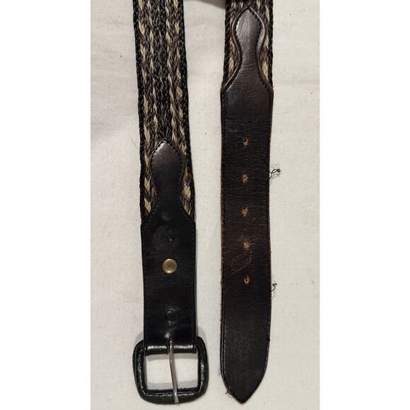 Vintage Horsehair Belt Mens Size 34 Black Leather Braided Unisex main image 6